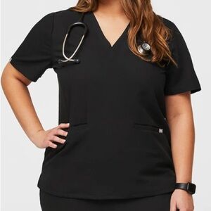 FIGS Black Casma Three-Pocket Scrub Top | Size XL
